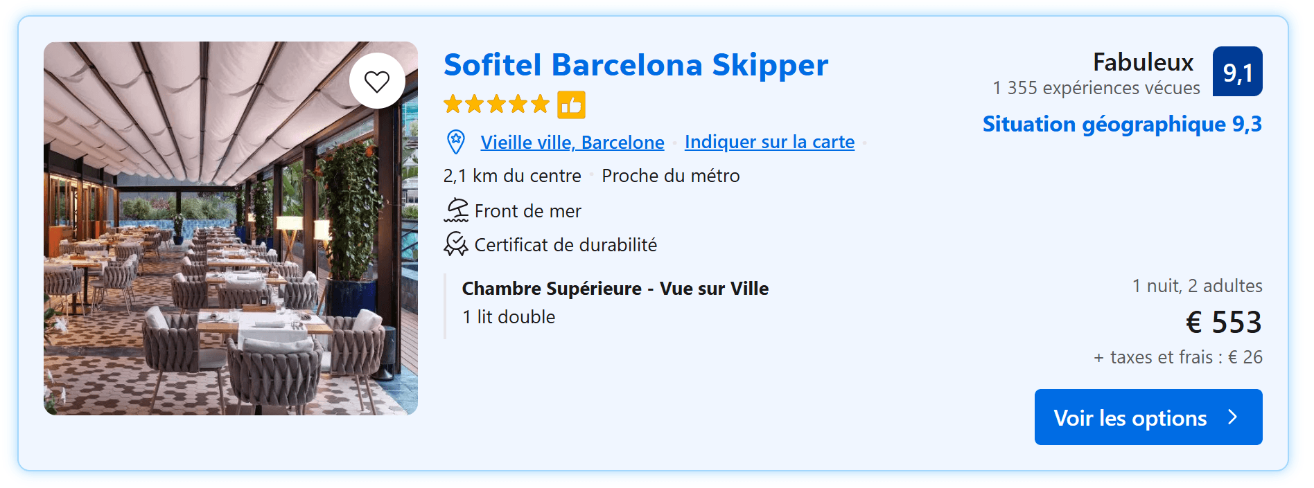 Sofitel Barcelona Skipper sur Booking.com - 579€