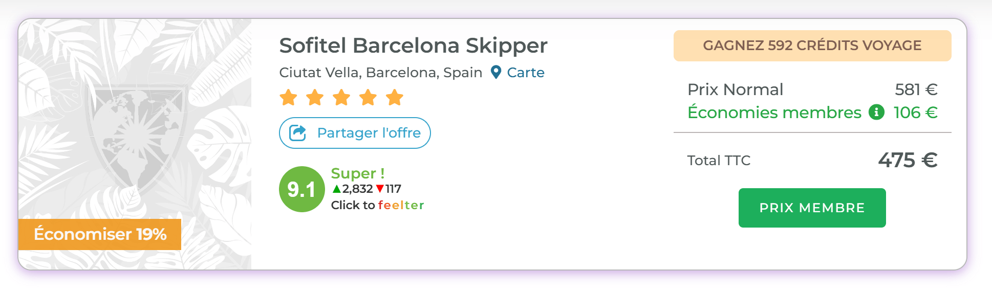 Sofitel Barcelona Skipper sur Travel Advantage - 475€