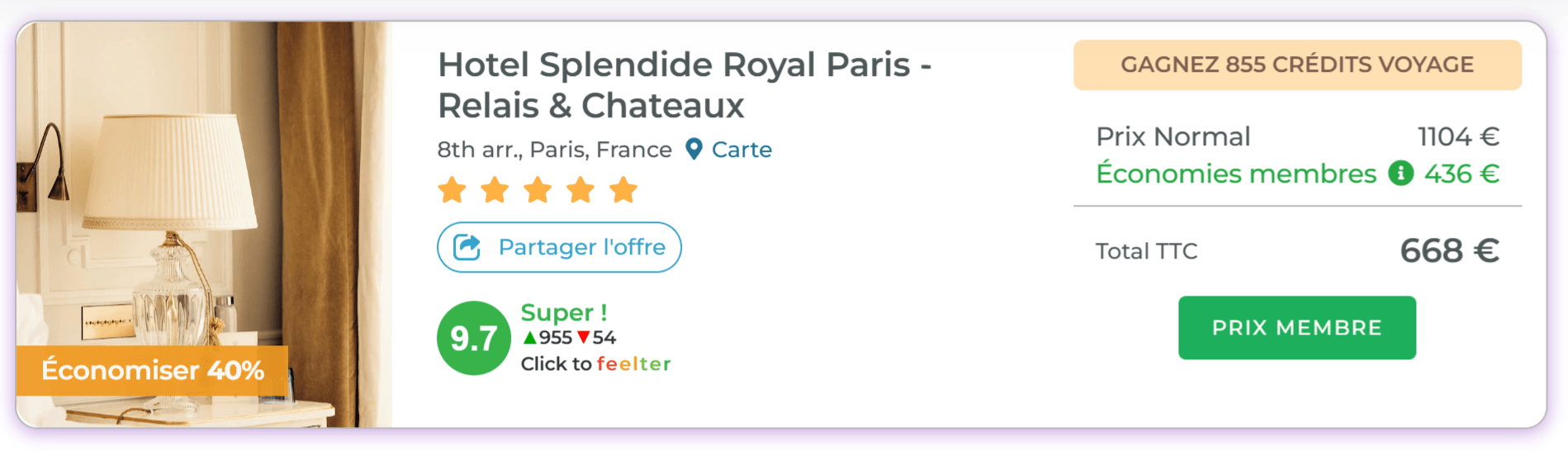 Hotel Splendide Royal Paris sur Travel Advantage - 668€