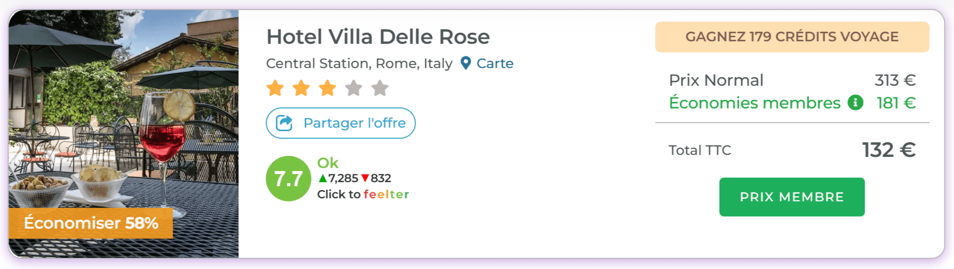Hotel Villa Delle Rose sur Travel Advantage - 132€